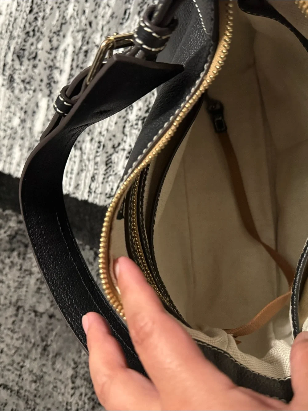 Dooney & Bourke Black Leather Sorrento Hobo with Gold Hardware